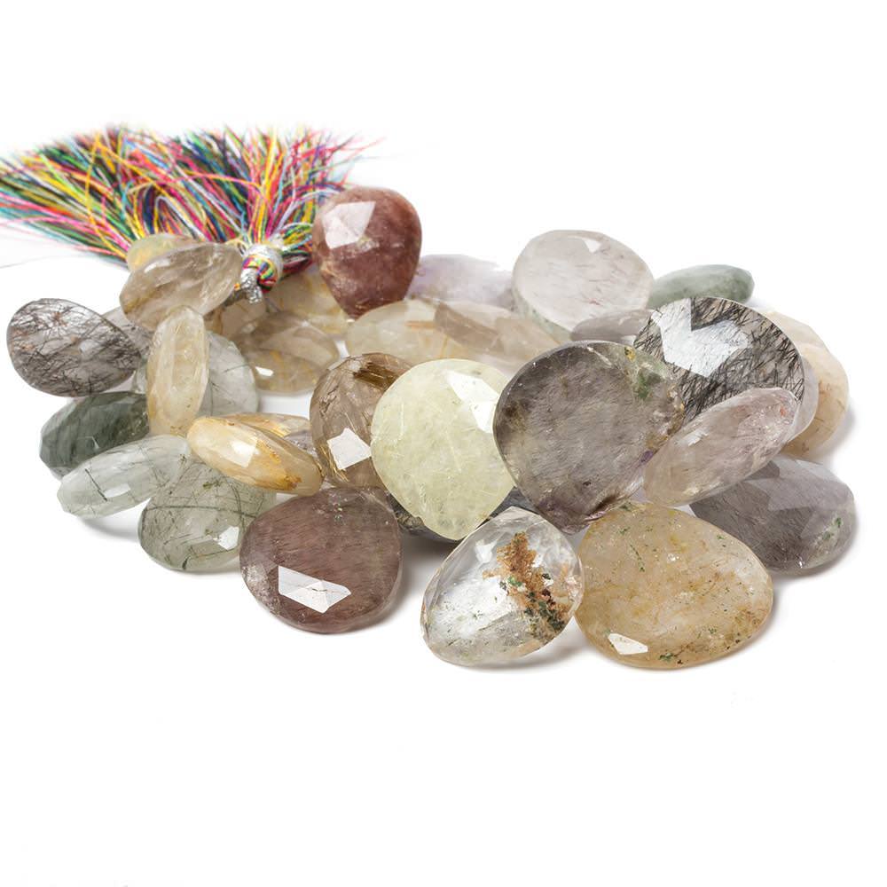 15-25mm Sagenetic Quartz Beads Heart Briolette 9 inch 38 pieces - Beadsofcambay.com