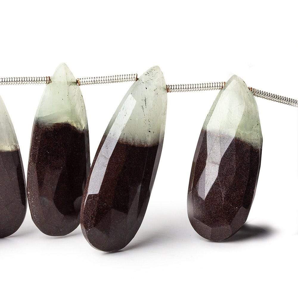 15-3mm Prehnite And Iron Ore Matrix Faceted Pears 7.75 inch 14 pieces - Beadsofcambay.com