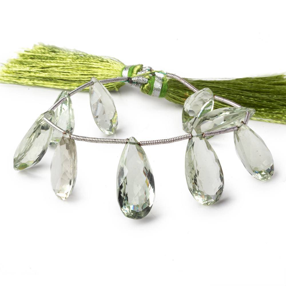 15.5x10-21.5x10mm Prasiolite pavilion faceted pears 6 inch 9 beads AAA - Beadsofcambay.com