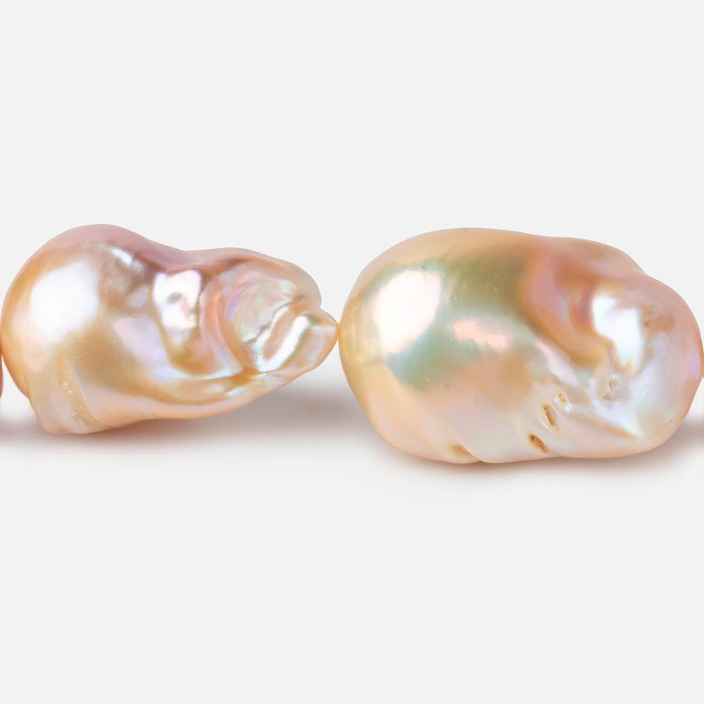 15.5x27-18x31mm Blush Pink & Off White Ultra Baroque Freshwater Pearls 16 inch pieces AA grade - Beadsofcambay.com