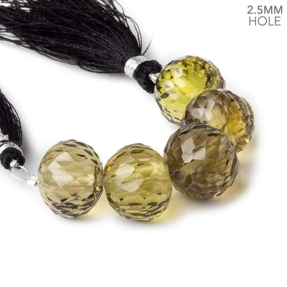 15mm - 16mm Honey Quartz 2.5mm large hole concave faceted rondelles 5 beads AAA - Beadsofcambay.com