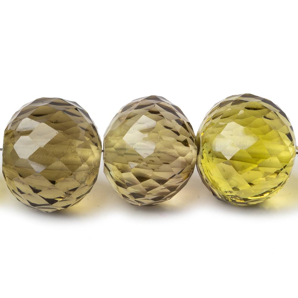 15mm - 16mm Honey Quartz 2.5mm large hole concave faceted rondelles 5 beads AAA - Beadsofcambay.com