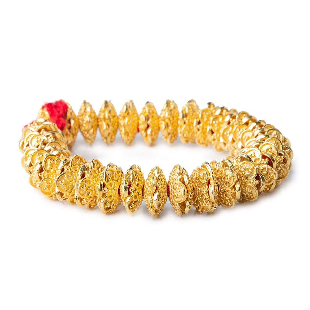 15mm 22kt Gold plated Copper Moroccan Scroll Bead Cap 8 inch 64 pieces - Beadsofcambay.com