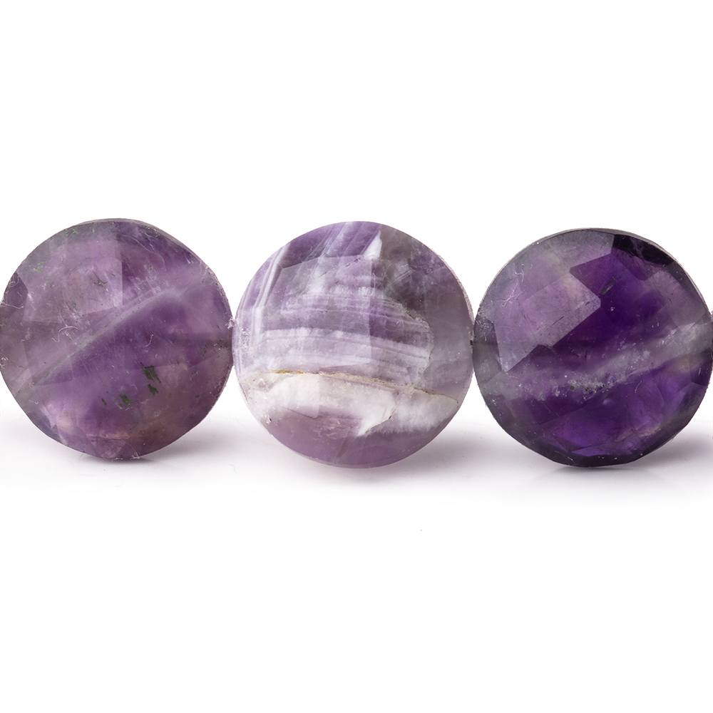 15mm Cape Amethyst Faceted Coin Beads 8 inch 13 pieces - Beadsofcambay.com