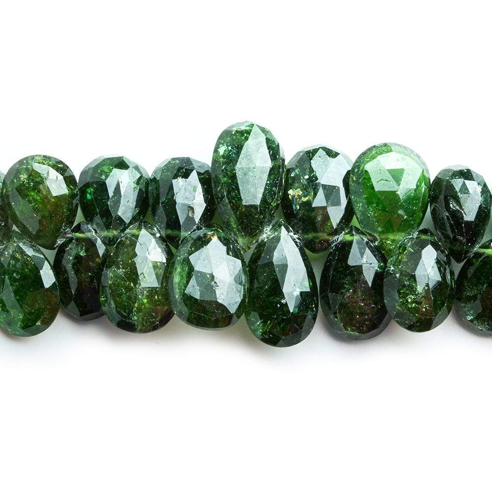 15mm Chrome Green Tourmaline Faceted Pear Beads 7 inch 52 beads - Beadsofcambay.com
