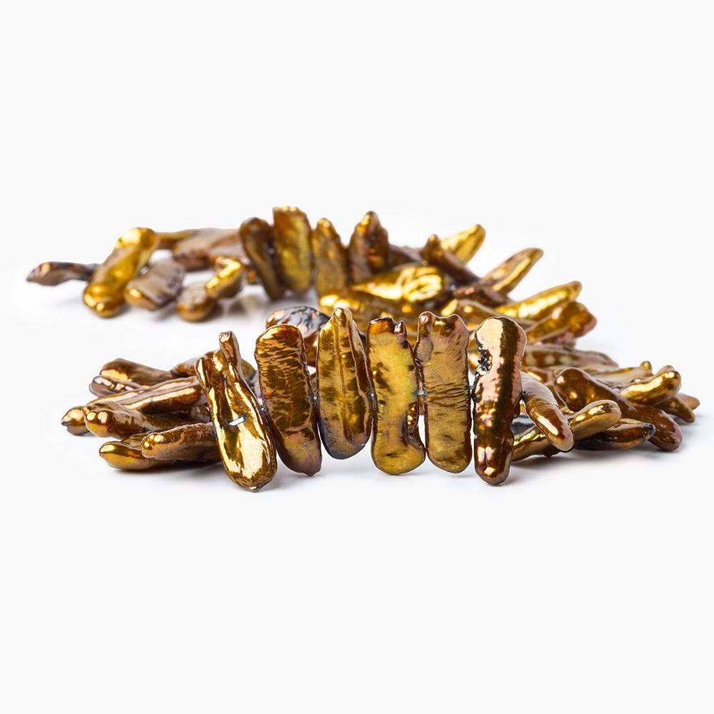 15mm Copper Side Drilled Biwa Freshwater Pearl - Beadsofcambay.com