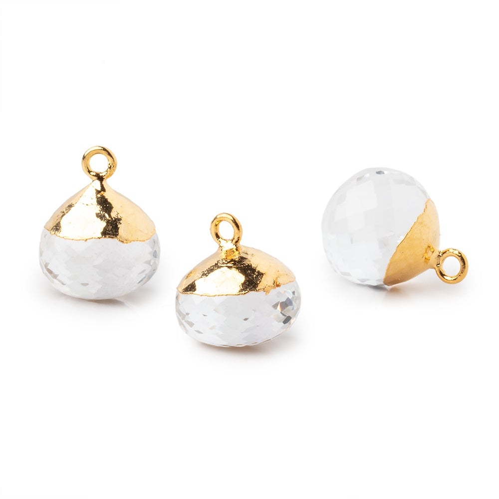 15mm Gold Leafed Crystal Quartz Faceted Candy Kiss Focal Bead 1 piece - Beadsofcambay.com