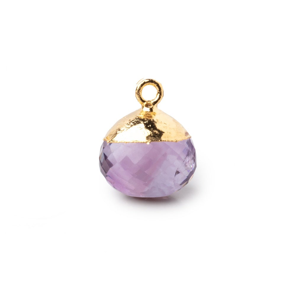 15mm Gold Leafed Pink Amethyst Faceted Candy Kiss Focal Bead 1 piece - Beadsofcambay.com