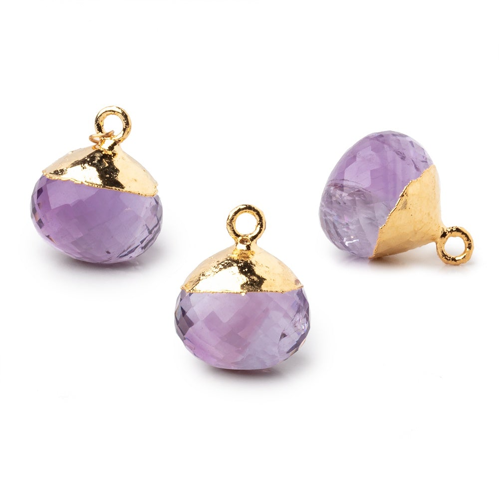 15mm Gold Leafed Pink Amethyst Faceted Candy Kiss Focal Bead 1 piece - Beadsofcambay.com