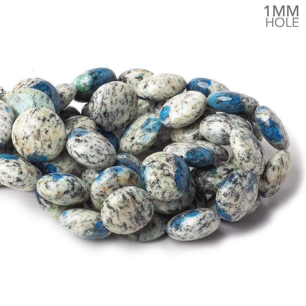 15mm K2 Azurite Granite "K2 Jasper" plain coin beads 8 inch 14 pieces 1mm hole - Beadsofcambay.com