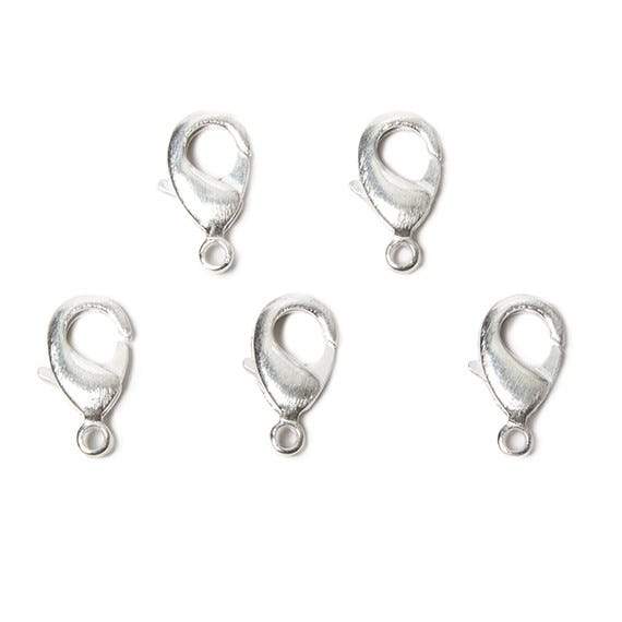 15mm Sterling Silver plated Brushed Lobster Clasp Set of 5 - Beadsofcambay.com