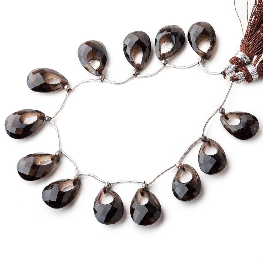 15x10-16x11mm Smoky Quartz Center Void Faceted Pears 7 inch 13 Beads - Beadsofcambay.com