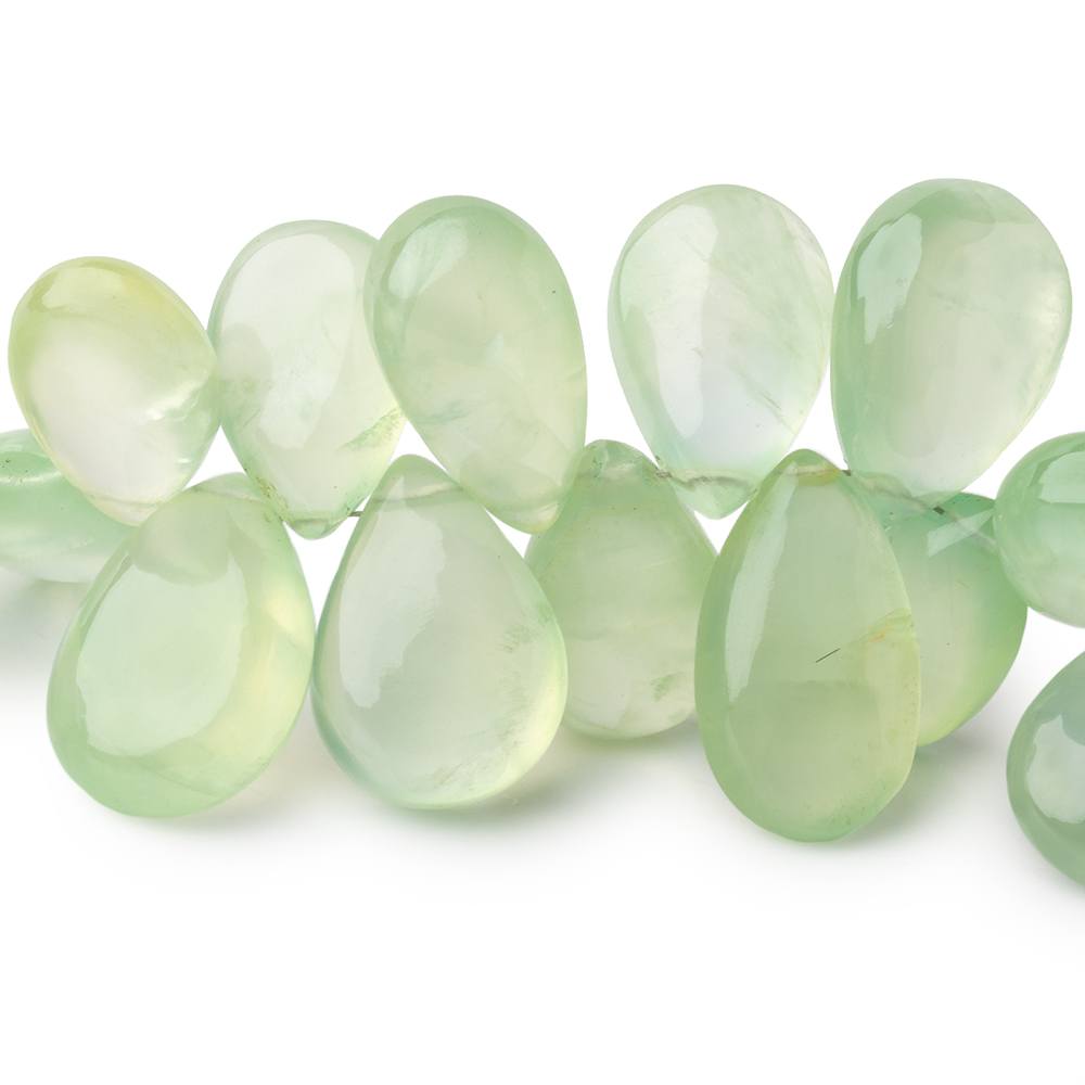 15x11-20x15mm Prehnite Plain Pear Beads 7.5 inch 40 pieces - Beadsofcambay.com
