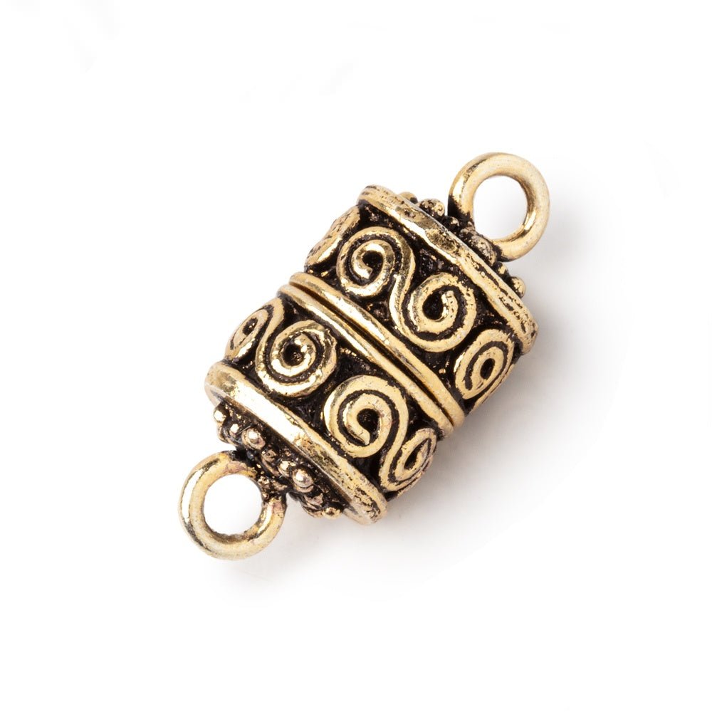 15x11mm Antiqued 22kt Gold Plated Wave Scroll Magnetic Clasp 1 piece - Beadsofcambay.com