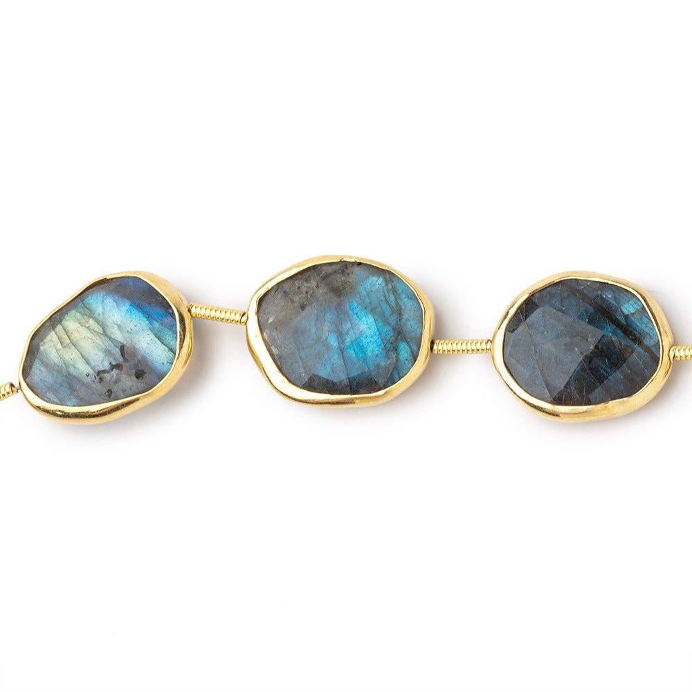 15x12-16x13mm Vermeil Bezel Labradorite Faceted Nugget Beads 8 inch 10 pieces - Beadsofcambay.com