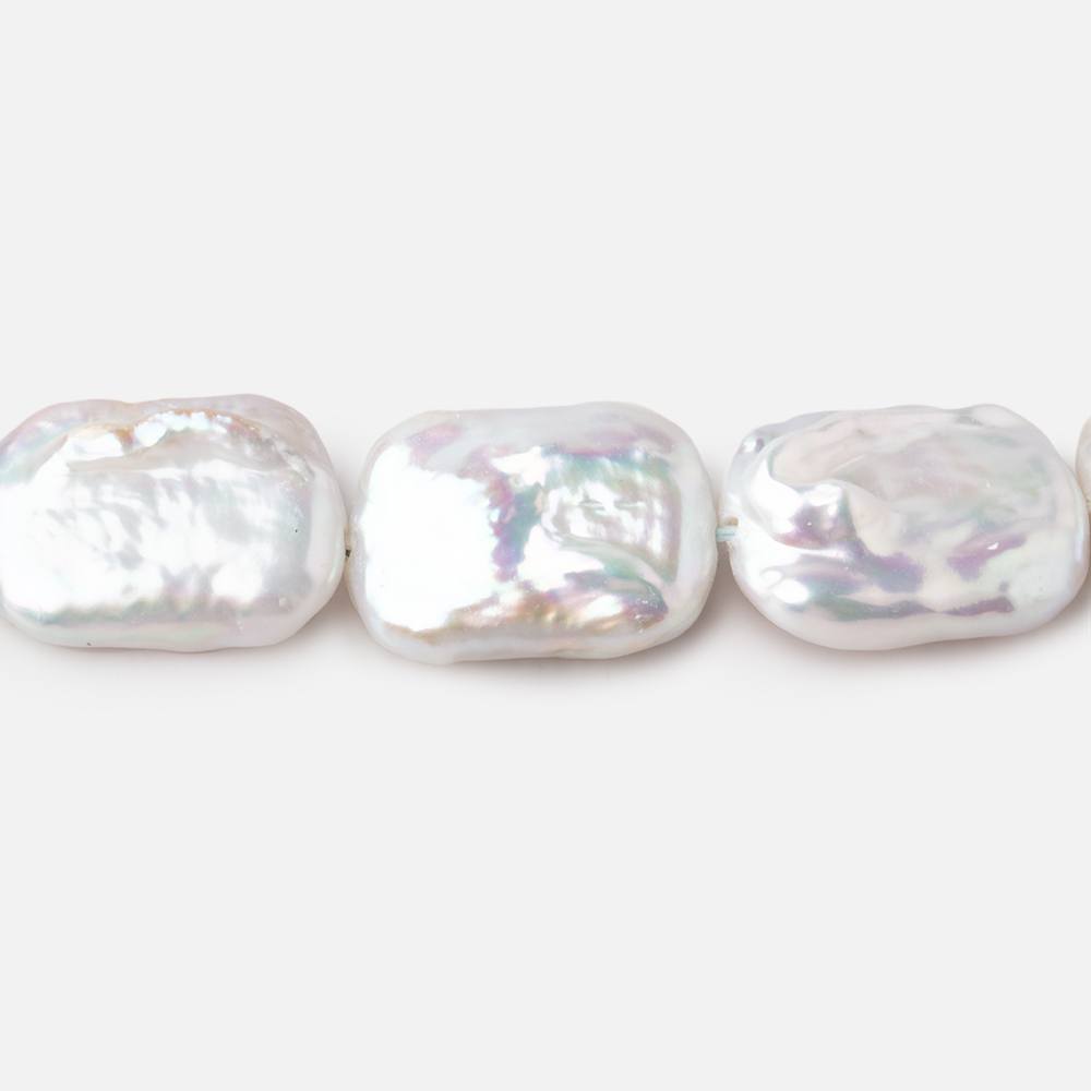 15x13-19x14mm Rosé White Rectangle Freshwater Pearls 16 inch 20 beads - Beadsofcambay.com