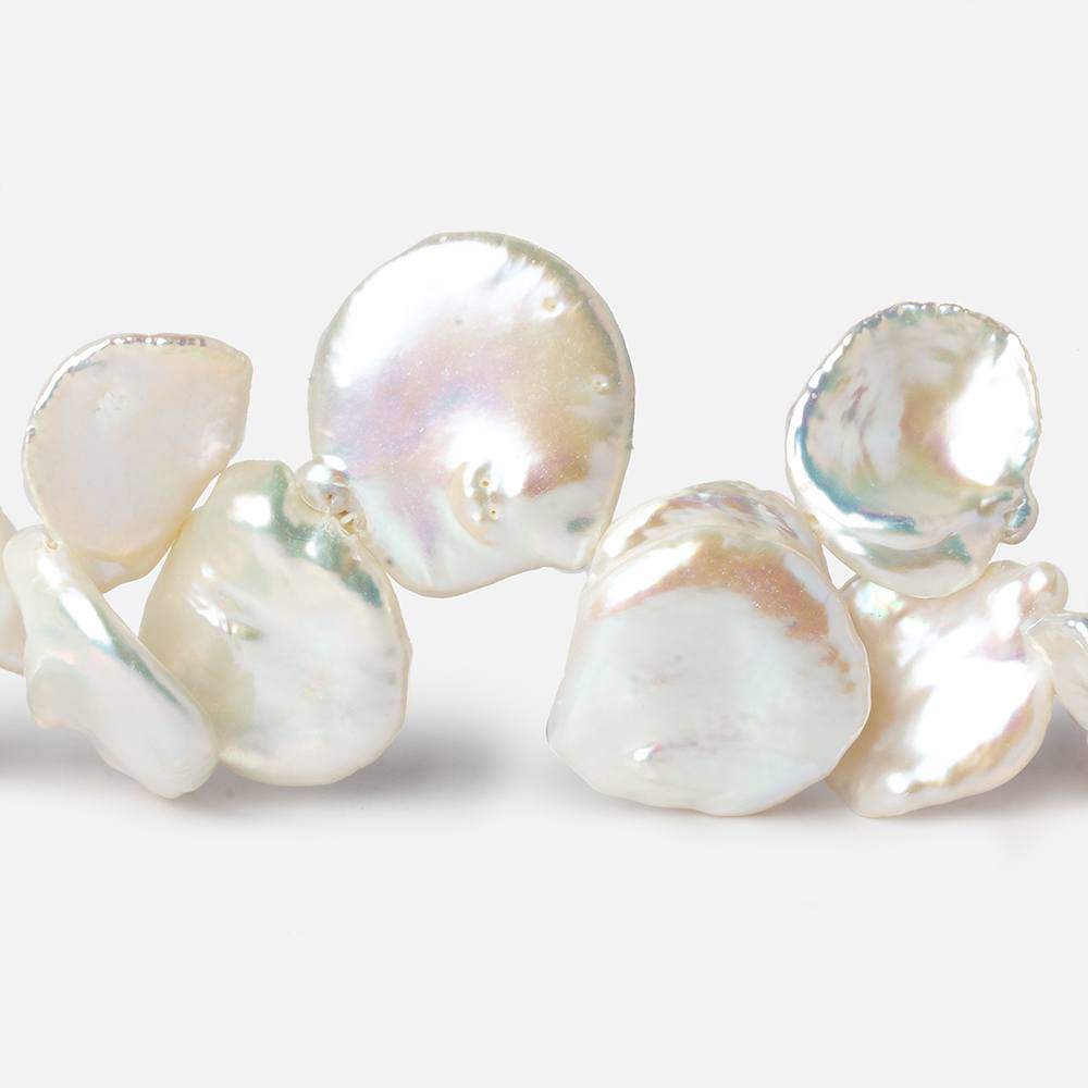 15x13-21x18mm Off White Top Drilled Keshi Freshwater Pearl 16 inch 37 pcs AAA - Beadsofcambay.com