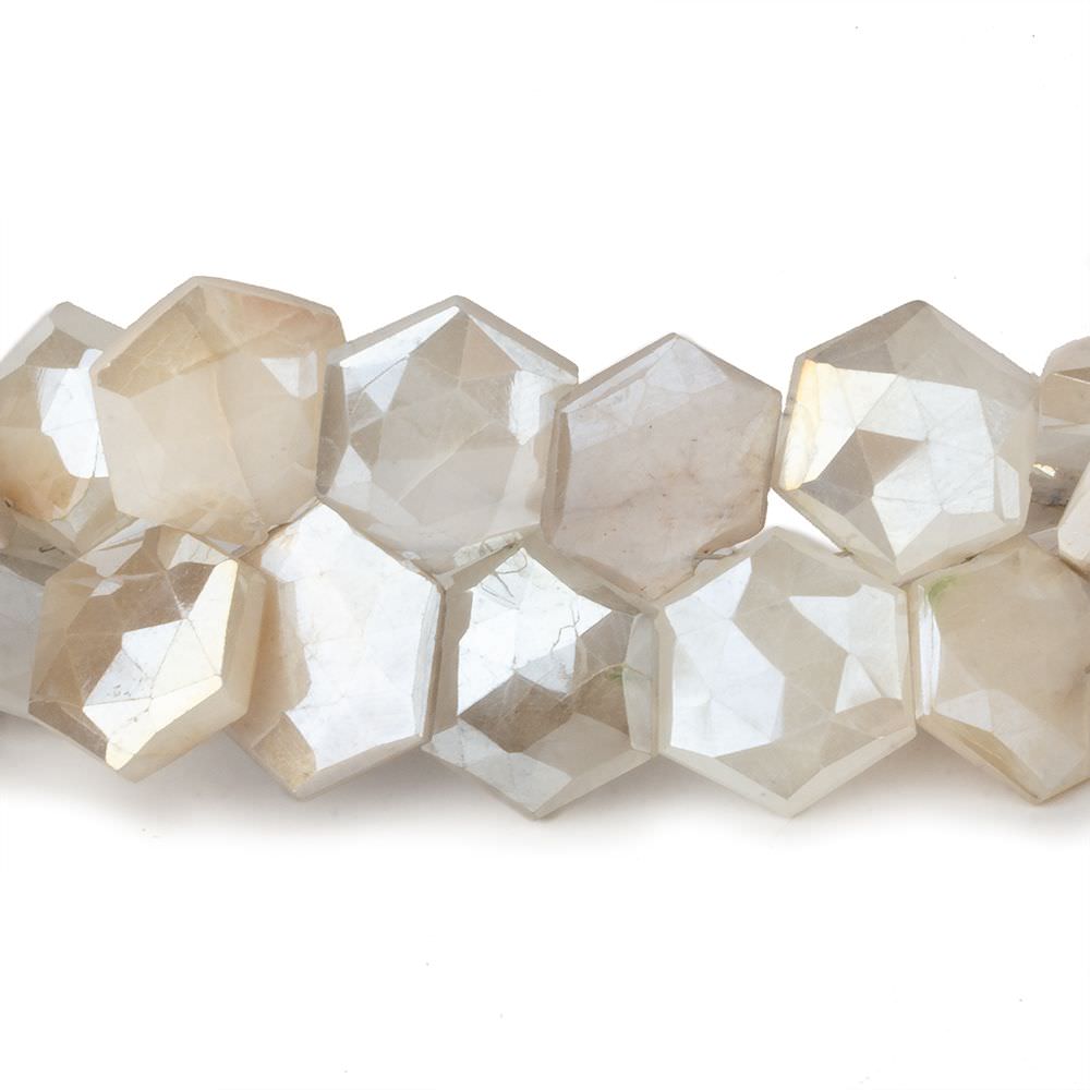 15x15-17x17mm Mystic Multi Color Moonstone Faceted Hexagonals 8 inch 32 beads - Beadsofcambay.com