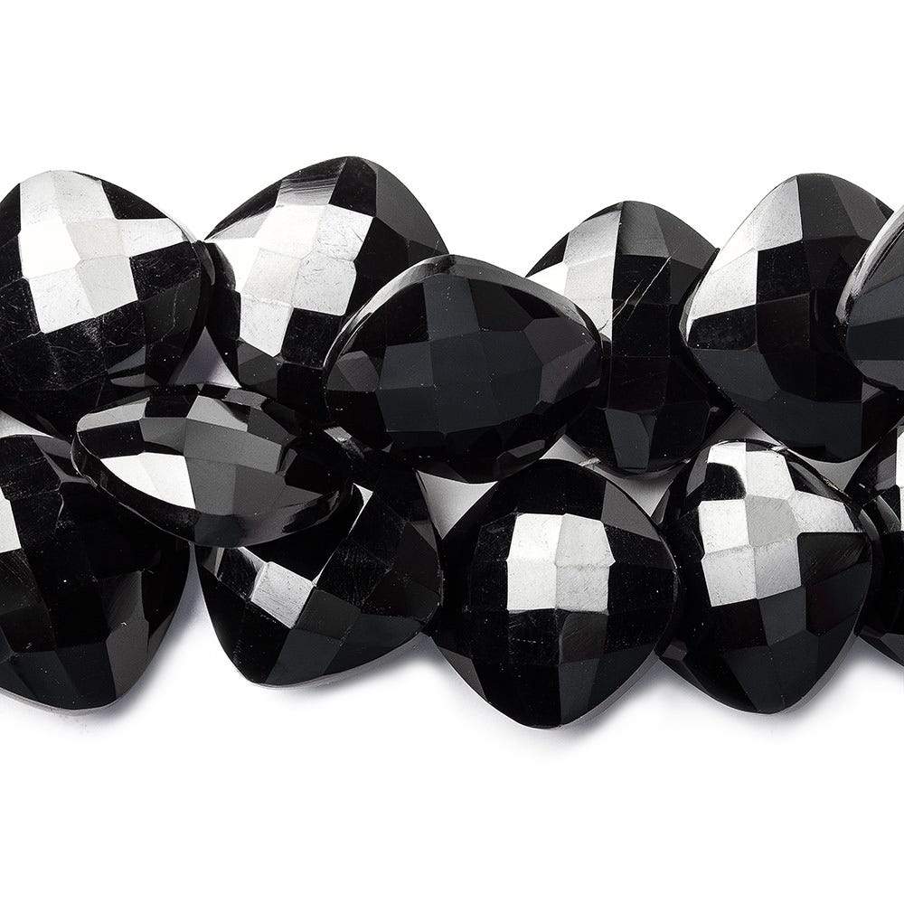 15x15mm Black Onyx corner drilled faceted pillow beads 8 inch 34 pieces AAA - Beadsofcambay.com