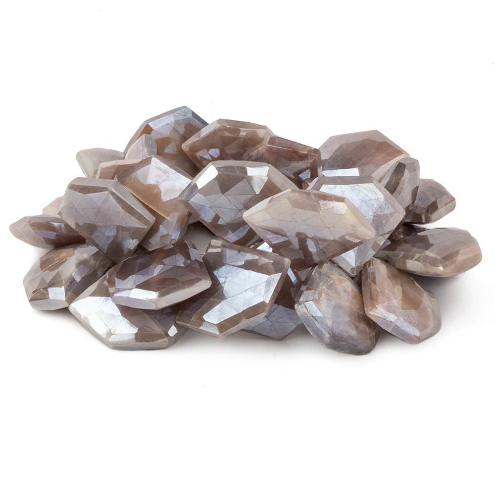 15x19-19x24mm Mystic Chocolate Moonstone Faceted Pentagonals 8 inch 29 beads - Beadsofcambay.com