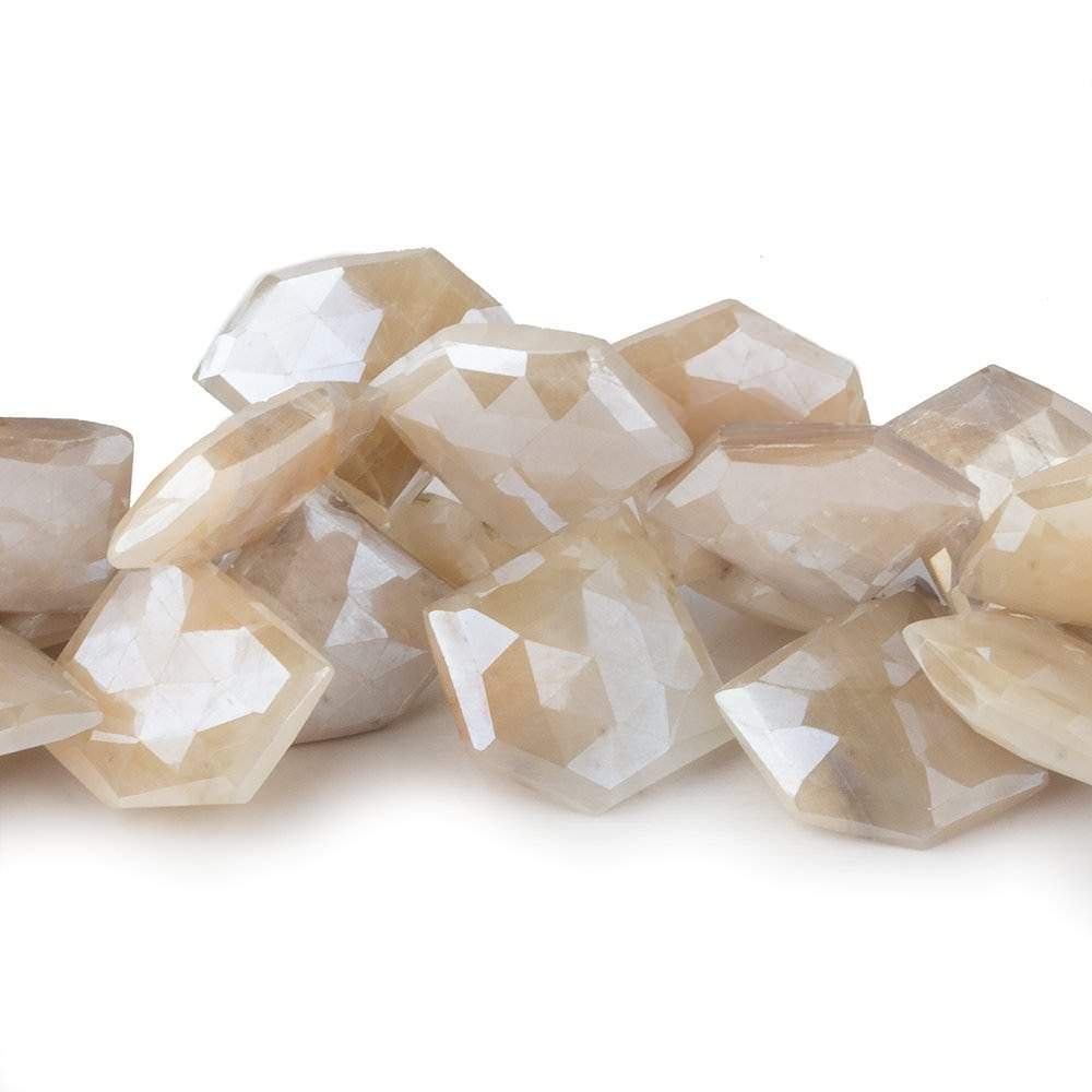 15x19-22x25mm Mystic Off White Moonstone Faceted Pentagonals 8 inch 32 beads - Beadsofcambay.com
