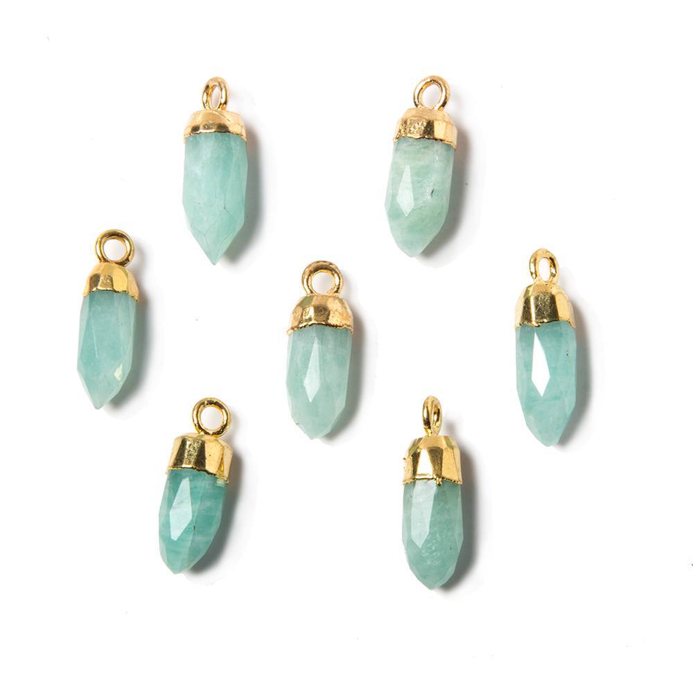 15x5mm Gold Leafed Amazonite Spike Pendant 1 piece - Beadsofcambay.com