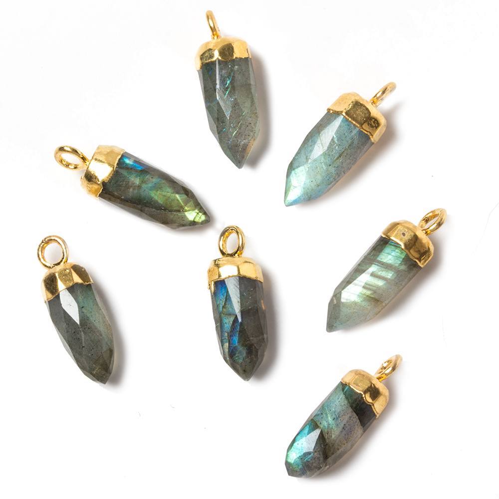15x6mm Gold Leafed Labradorite Spike Pendants 1 piece - Beadsofcambay.com