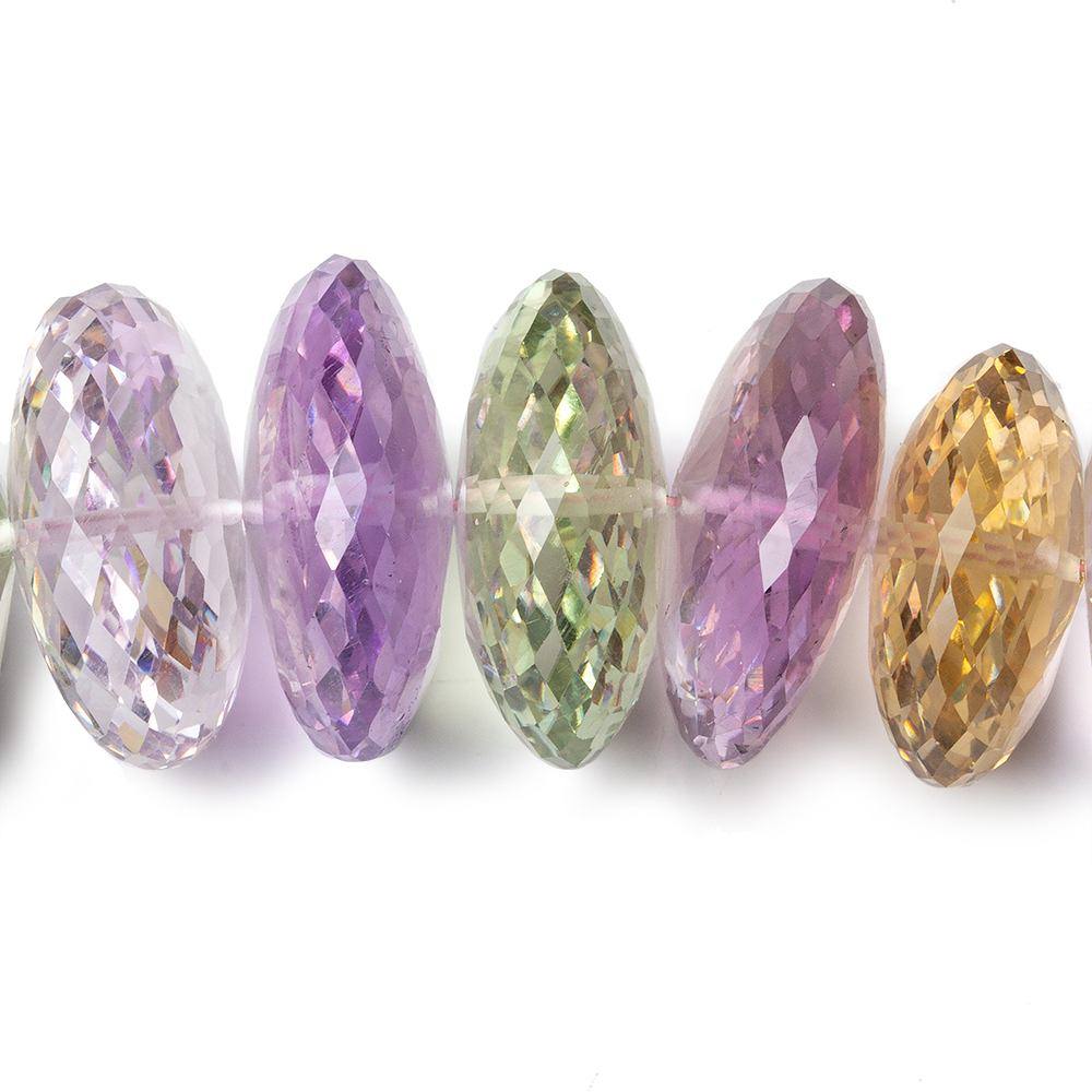 16-19mm Multi Gemstone German Faceted Rondelle Beads 16 inch 55 pieces AAA - Beadsofcambay.com