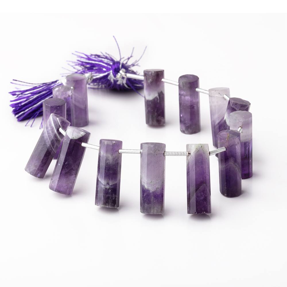 16-20mm Cape Amethyst Faceted Tube Beads 7 inch 14 pieces - Beadsofcambay.com