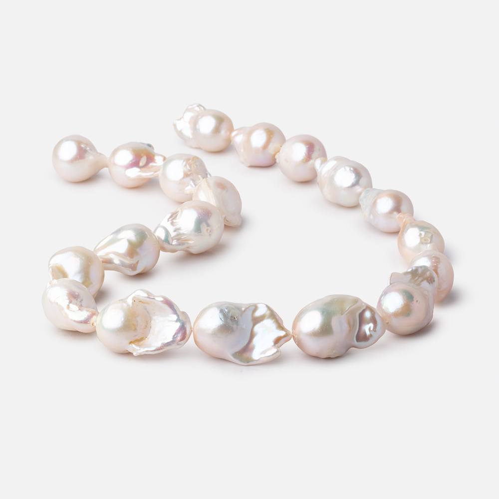 16-20mm Creamy White Ultra Baroque Pearls 15.5 inch 19 Beads AA - Beadsofcambay.com