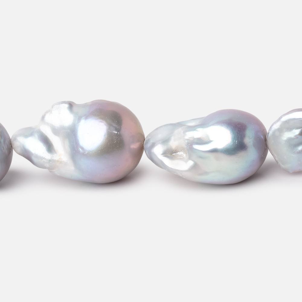 16-21mm Lilac Silver Ultra Baroque Freshwater Pearls 15.5 inch 18 Beads AA - Beadsofcambay.com