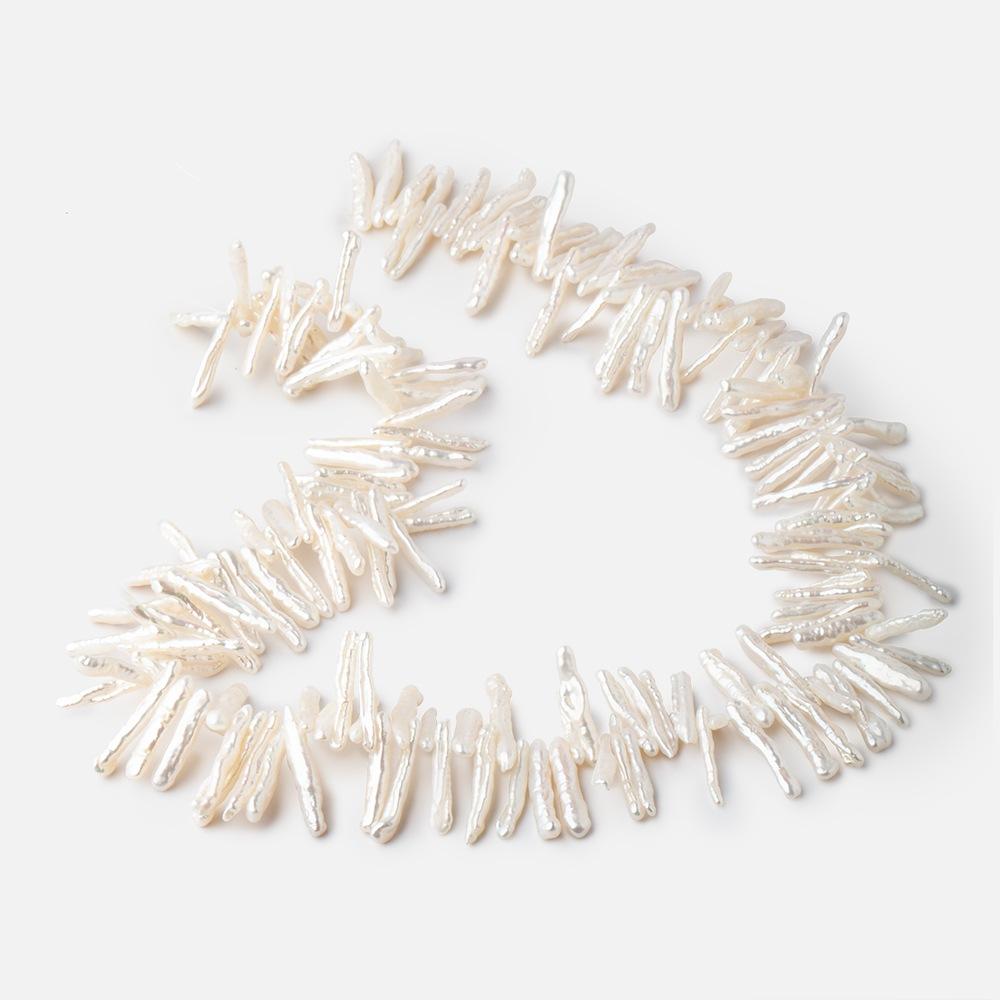 16-22mm Creamy White Biwa Top Drilled Freshwater Pearls 16 inch 136 beads - Beadsofcambay.com