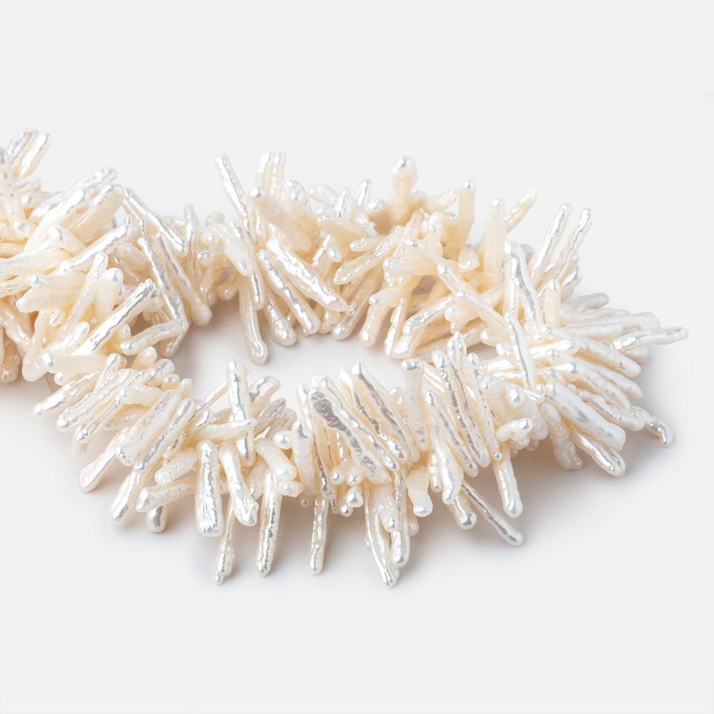 16-22mm Creamy White Biwa Top Drilled Freshwater Pearls 16 inch 136 beads - Beadsofcambay.com