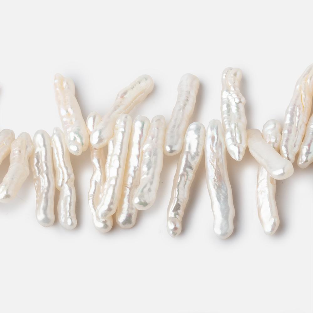 16-22mm Creamy White Biwa Top Drilled Freshwater Pearls 16 inch 136 beads - Beadsofcambay.com