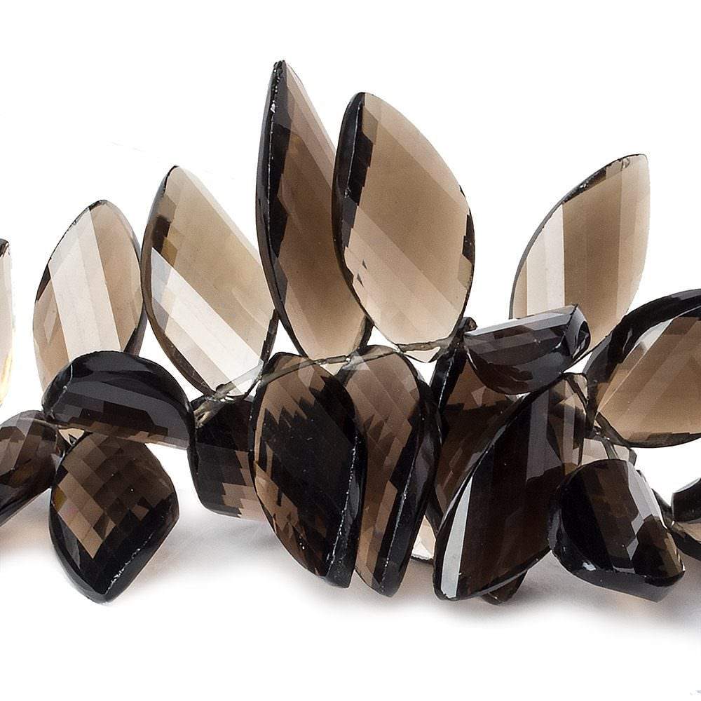 16-27mm Smoky Quartz Beads Twist Marquise Briolette, AA Grade 8.5 inch 56 pieces - Beadsofcambay.com