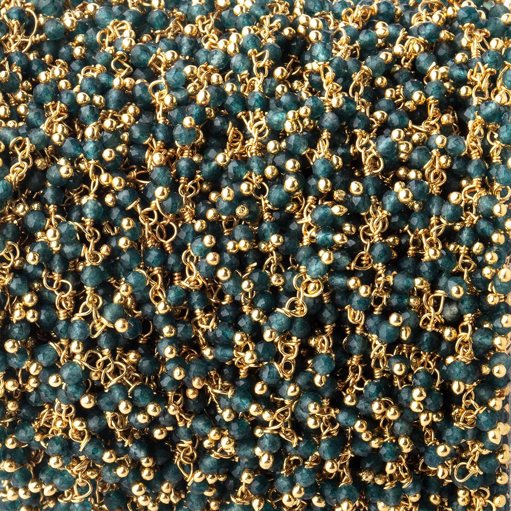 2mm London Blue Quartz Gold plated Dangling Chain by the foot - BeadsofCambay.com