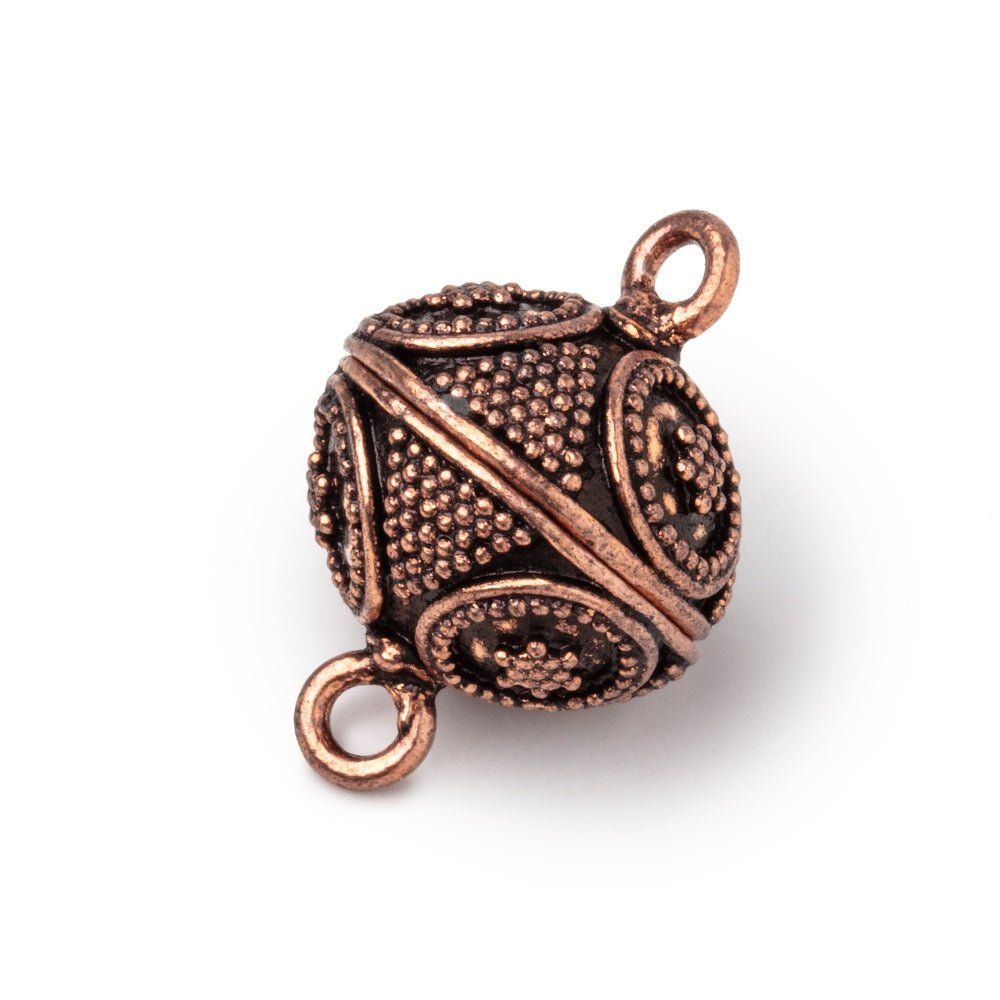16mm Antiqued Copper Miligrain Ringed Star Magnetic Clasp 1 piece - Beadsofcambay.com