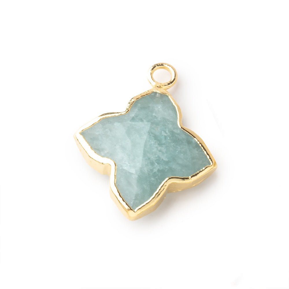 16mm Gold Leafed Aquamarine 4 Pointed Star Focal Pendant 1 piece - Beadsofcambay.com