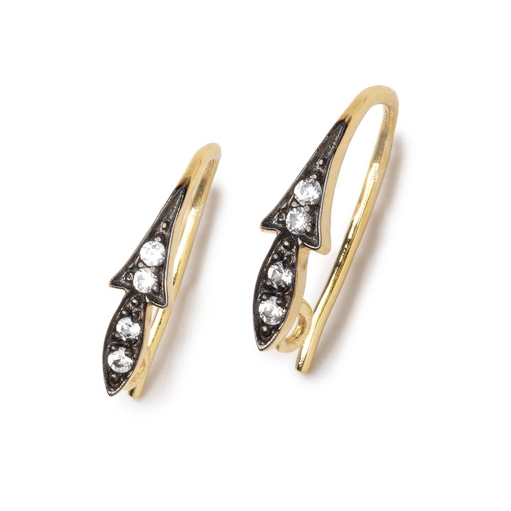 16mm Two Tone Vermeil CZ Earwire Set of 2 pieces - Beadsofcambay.com