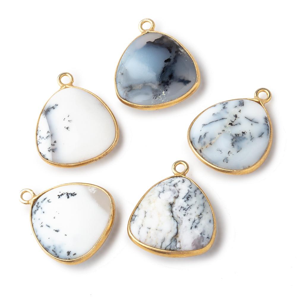 16mm Vermeil Bezel Dendritic Opal Plain Triangle Pendant 1 Focal Piece - Beadsofcambay.com