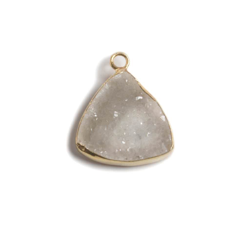 16mm Vermeil Bezeled White Drusy triangle Pendant Focal 1 piece - Beadsofcambay.com