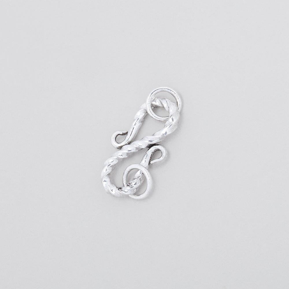16x10mm Antiqued Sterling Silver Twisted S Hook 1 piece - Beadsofcambay.com