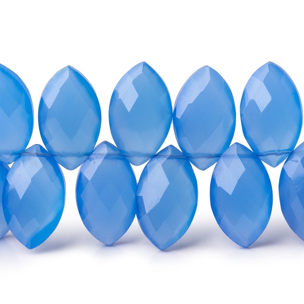 16x10mm Santorini Blue Chalcedony Faceted Marquise Beads 8 inch 40 pieces - Beadsofcambay.com