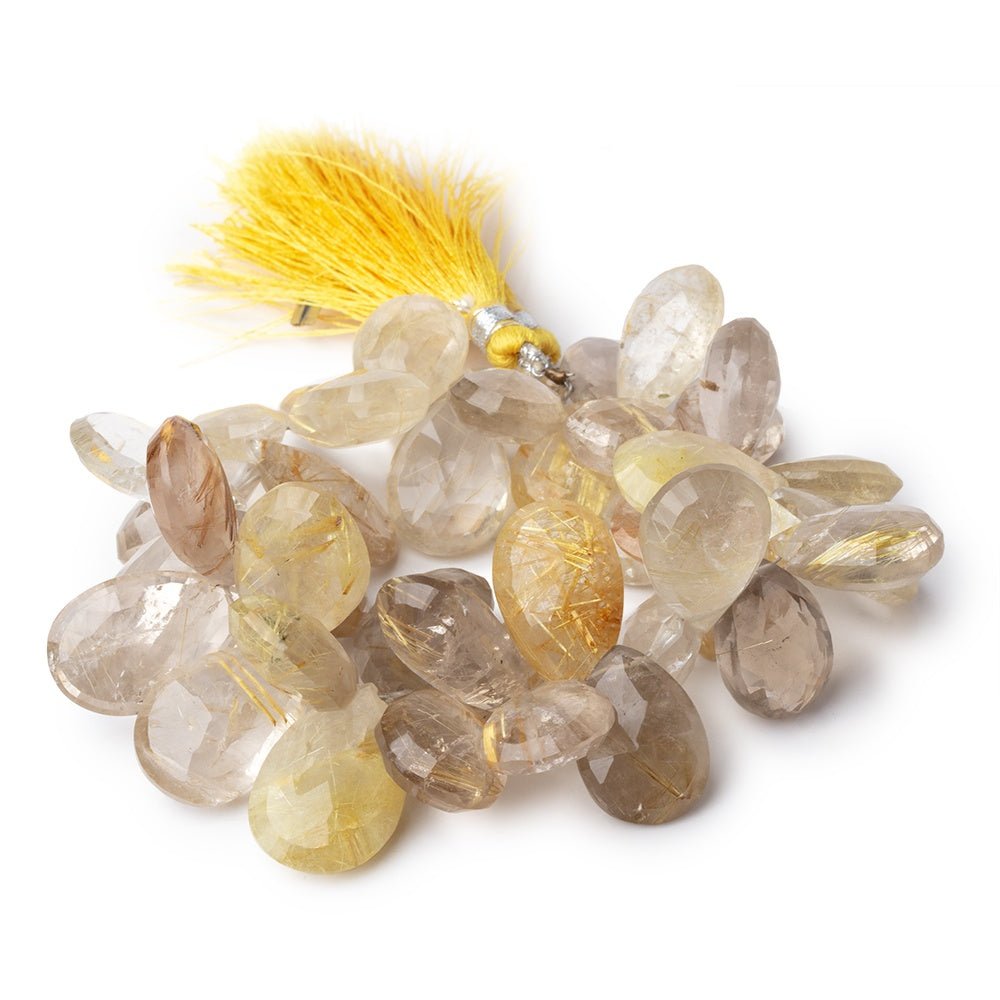 16x11-25x15mm Rutilated Quartz Faceted Pear Beads 7 inch 40 pieces AA - Beadsofcambay.com