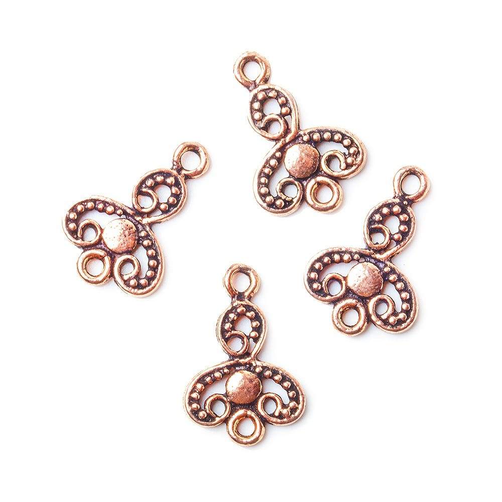 16x11x1mm Copper Drop - Connector Swirl And Miligrain Set of 4 - Beadsofcambay.com