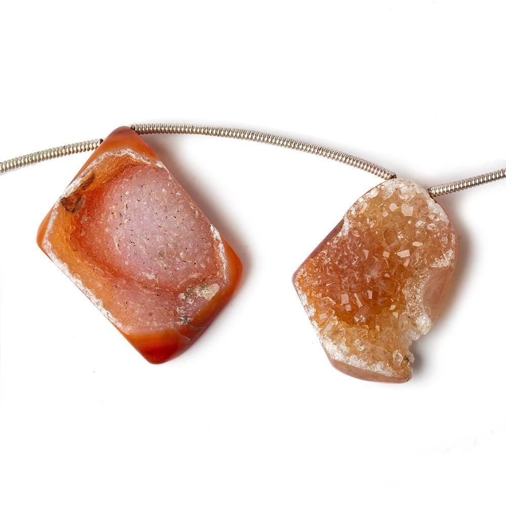 16x12-22x17mm Orange Agate Drusy Freeform Beads 11 pieces - Beadsofcambay.com