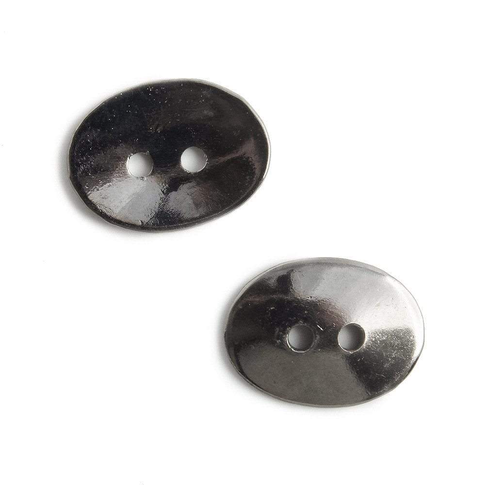 16x12mm Black Gold Oval Button, 10 pieces - Beadsofcambay.com