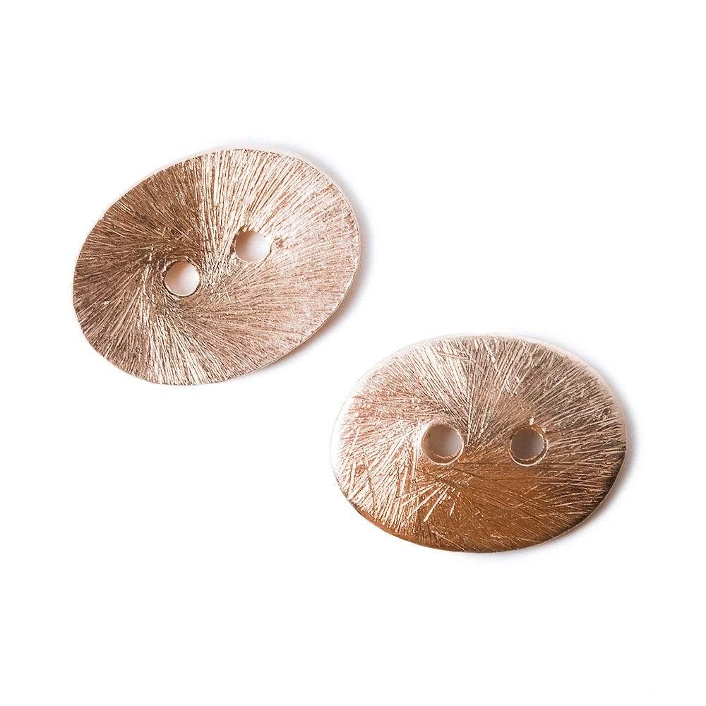 16x12mm Rose Gold plated Copper Bead Button Brushed Oval 10 Pcs - Beadsofcambay.com