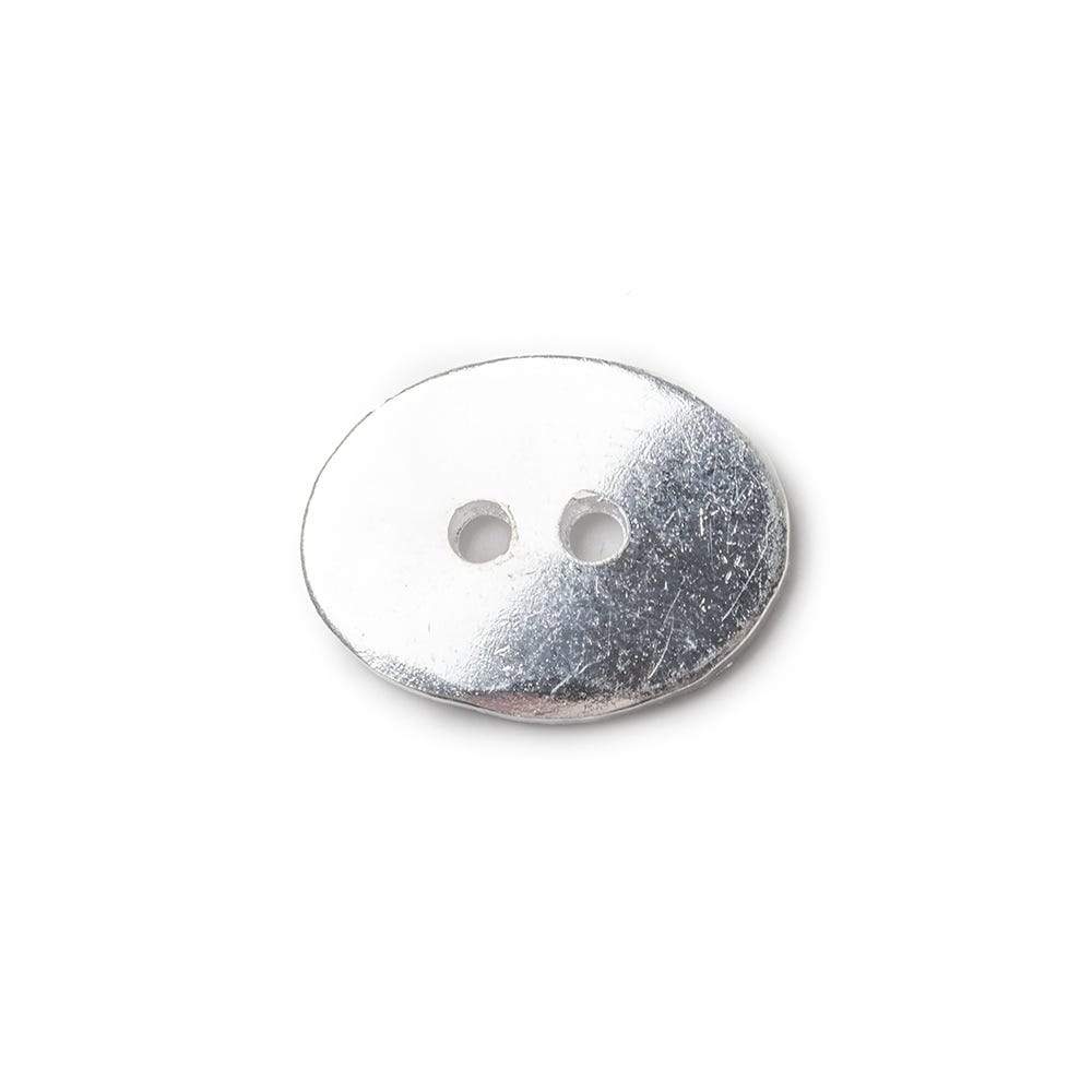 16x12mm Silver plated Oval Button, 10 pieces - Beadsofcambay.com