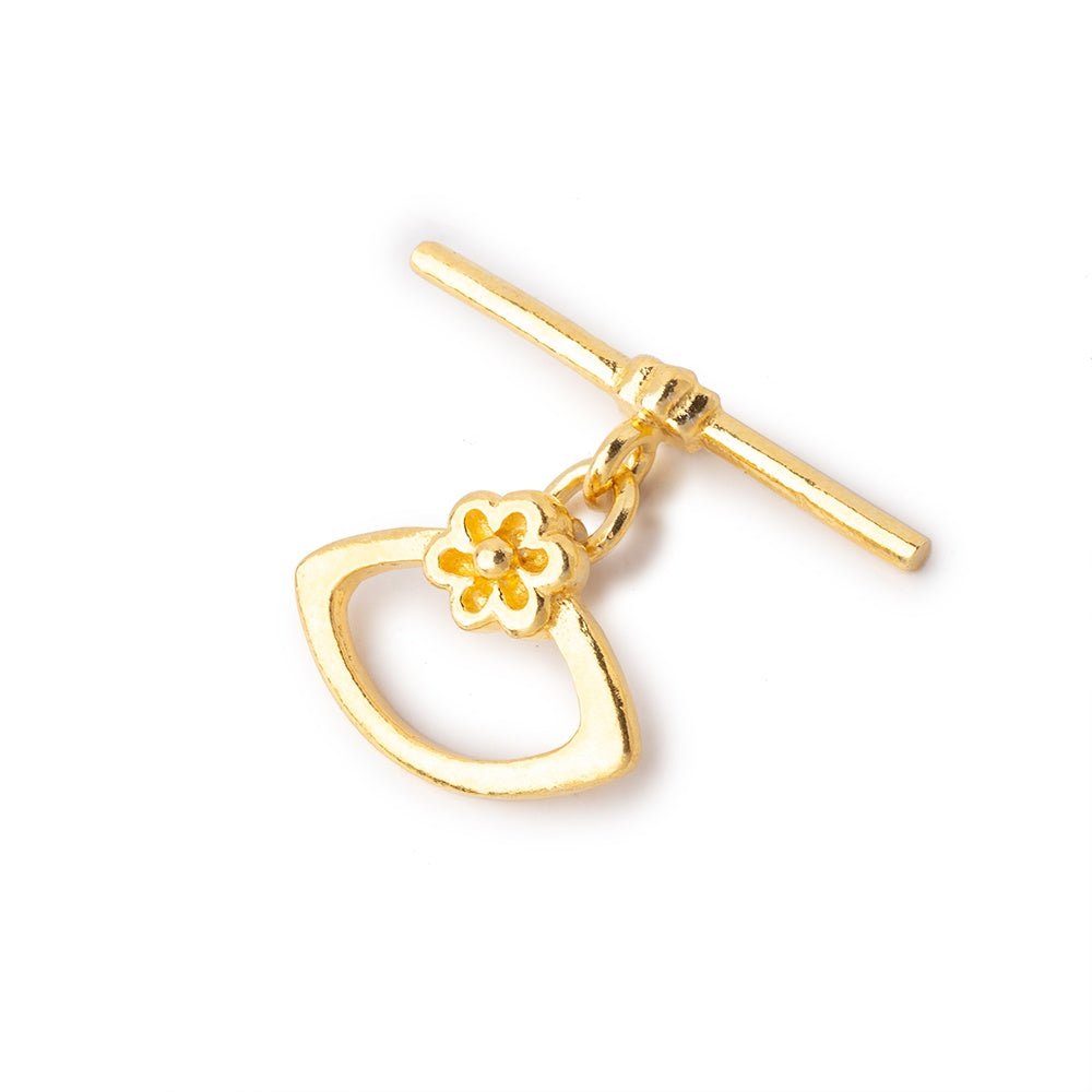 12x16mm Vermeil Toggle Flower Marquise Design 1 piece - Beadsofcambay.com